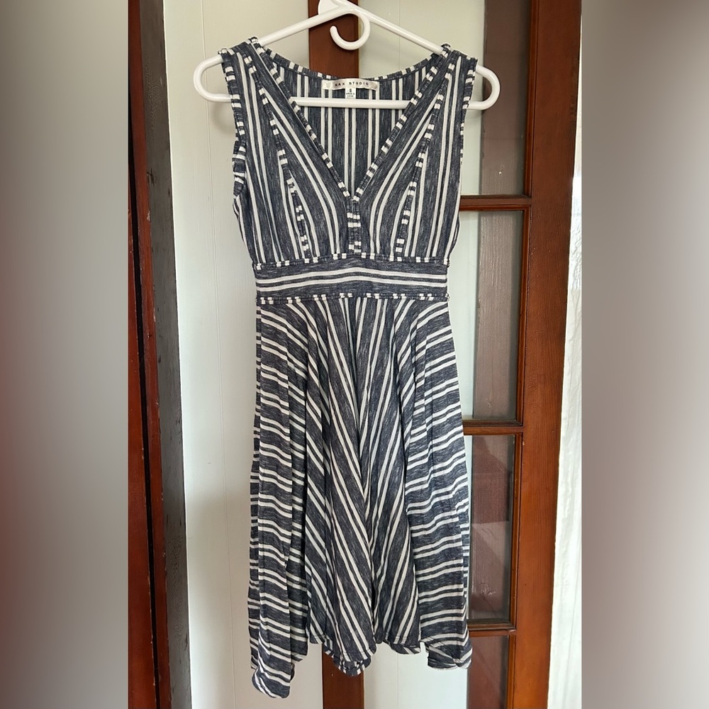 Max Studio Navy and White Striped Mini Dress
